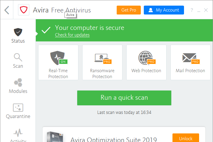 Avira Free Antivirus Screenshot 1