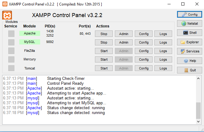 Xampp Screenshot 1