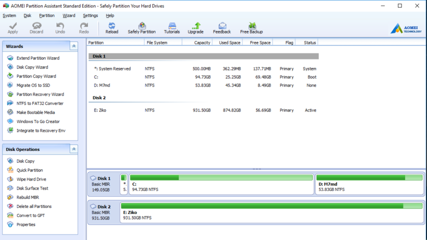 AOMEI Partition Assistant Standard Screenshot 1