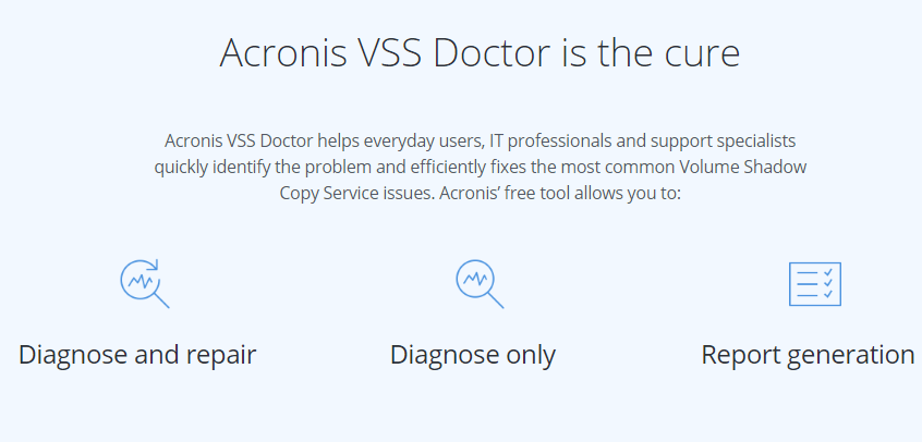 vss doctor tool acronis true image