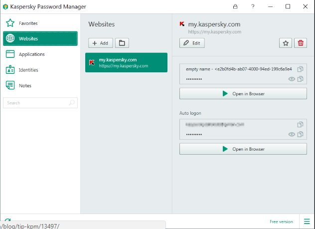 Kaspersky Password Manager Screenshot