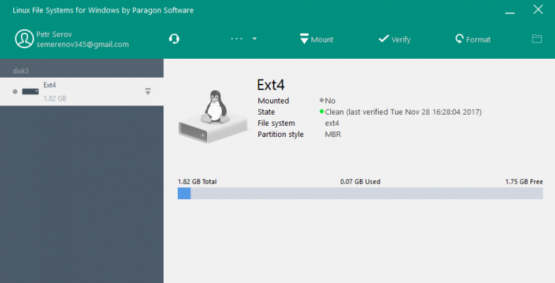 Linux File Systems for Windows Screenshot