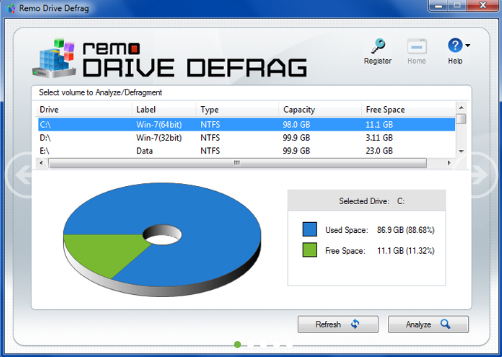 Remo Drive Defrag Screenshot for Windows11