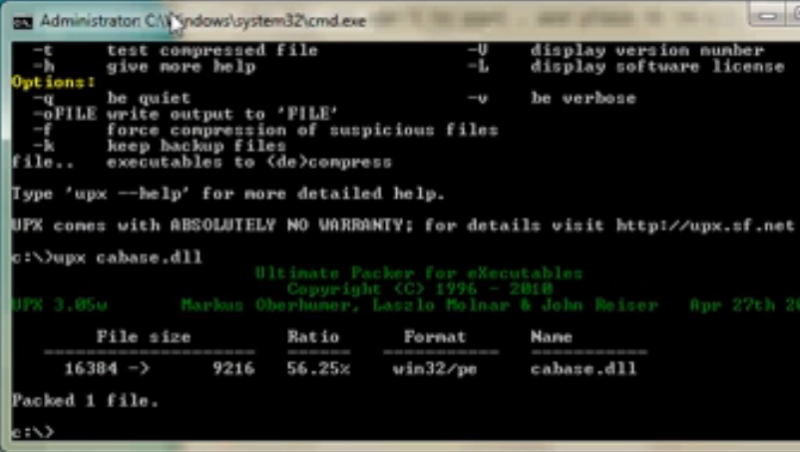 UPX Screenshot