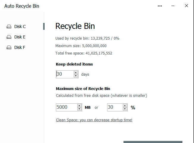 Auto Recycle Bin Screensot
