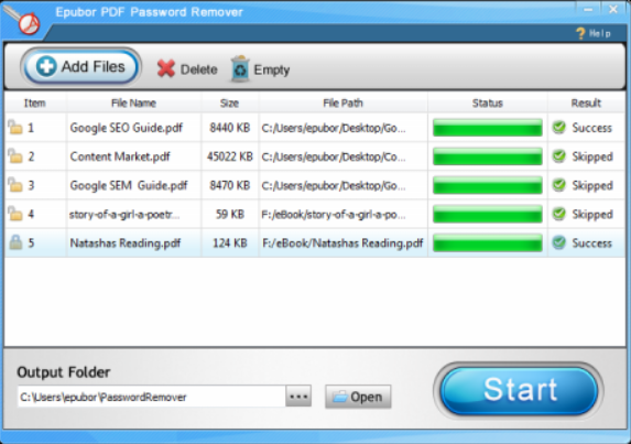 Epubor PDF Password Remover Screenshot