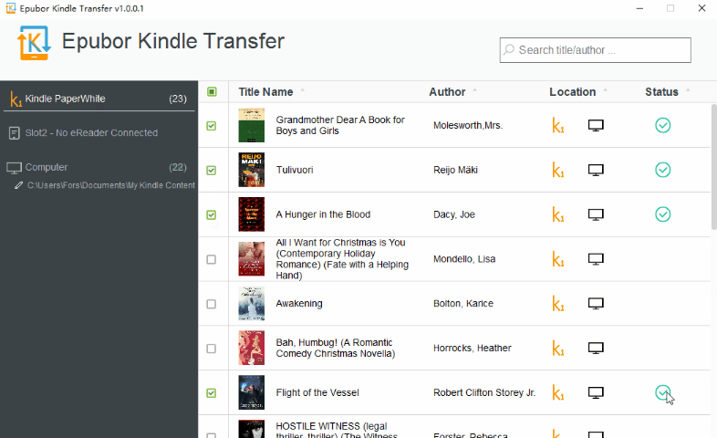 Kindle Transfer Screenshot