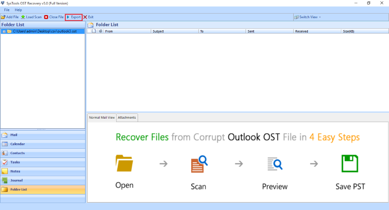 SysTools OST Recovery Screenshot