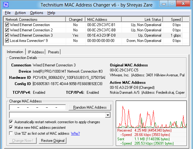 Technitium MAC Address Changer Screenshot