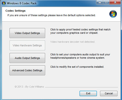 Windows 8 Codec Pack Screenshot