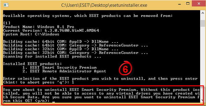 ESET Uninstaller Screenshot