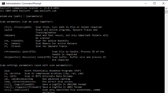 Emsisoft Commandline Scanner Screenshot 1