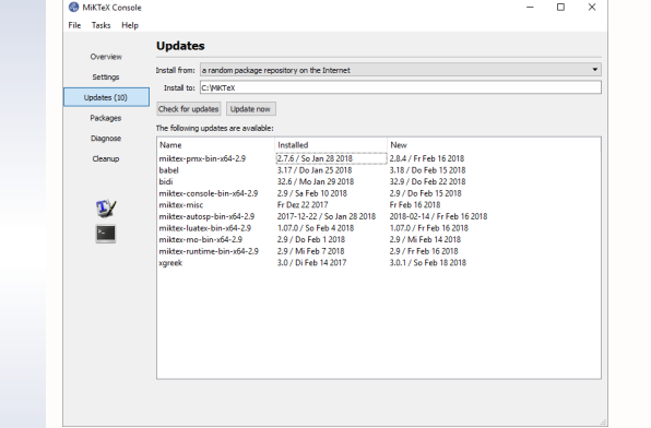 MiKTeX (LaTeX) Screenshot for Windows11