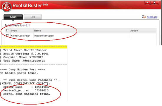 Trend Micro RootkitBuster Screenshot 2