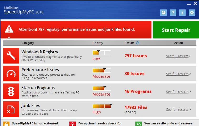 Uniblue SpeedUpMyPC Screenshot