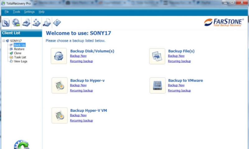 farstone TotalRecovery Screenshot