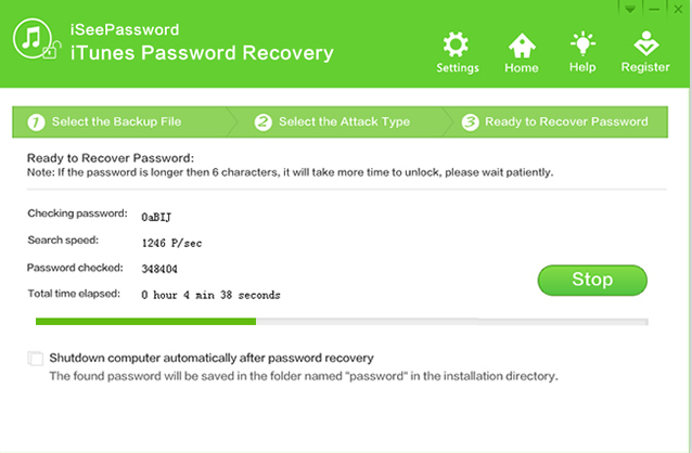 iSeePassword iTunes Password Recovery Screenshot