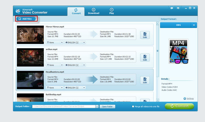 Aimersoft Video Converter Screenshot 1