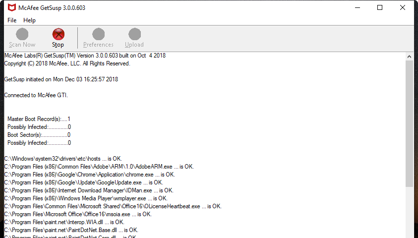 McAfee GetSusp Screenshot 1