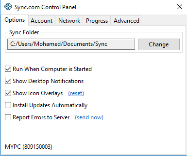 Sync Options