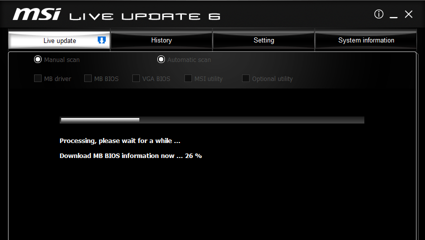 MSI Live Update Screenshot 1