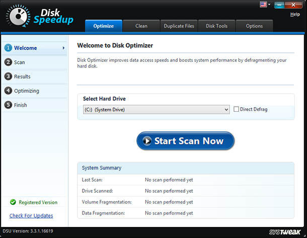 Systweak Disk Speedup Screenshot 1