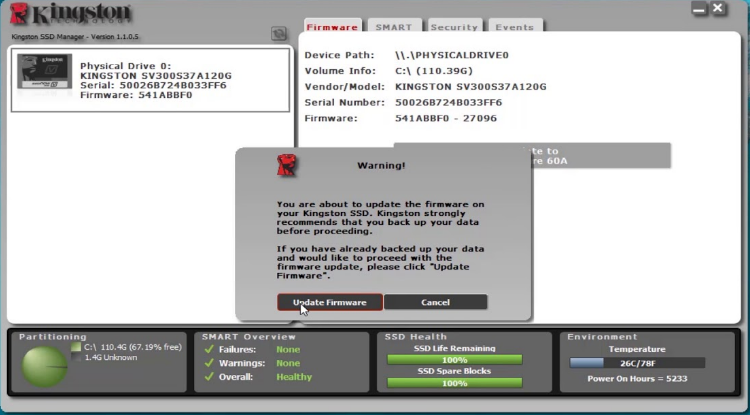 Kingston  SSD Manager Screenshot 1