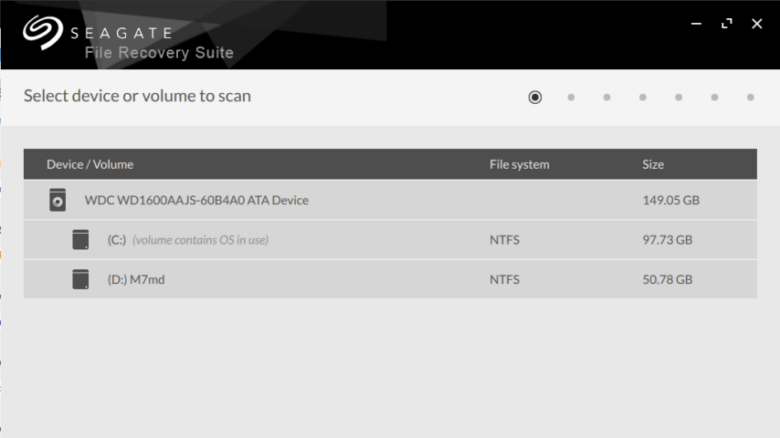 Seagate File Recovery Suite Screenshot 1