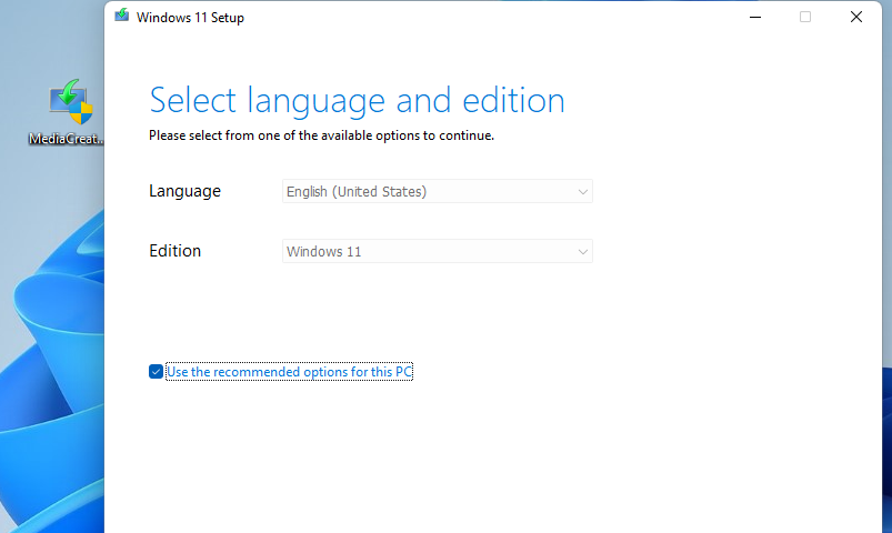 Media Creation Tool for Windows 11 Screenshot 1